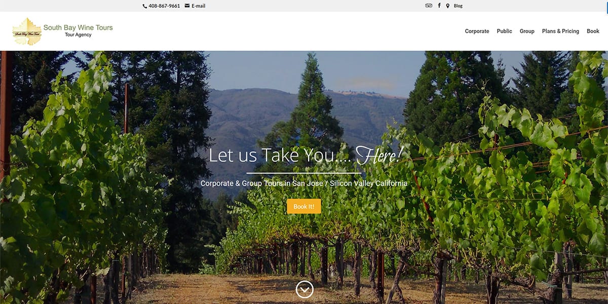 South Bay Wine Tours Website Image